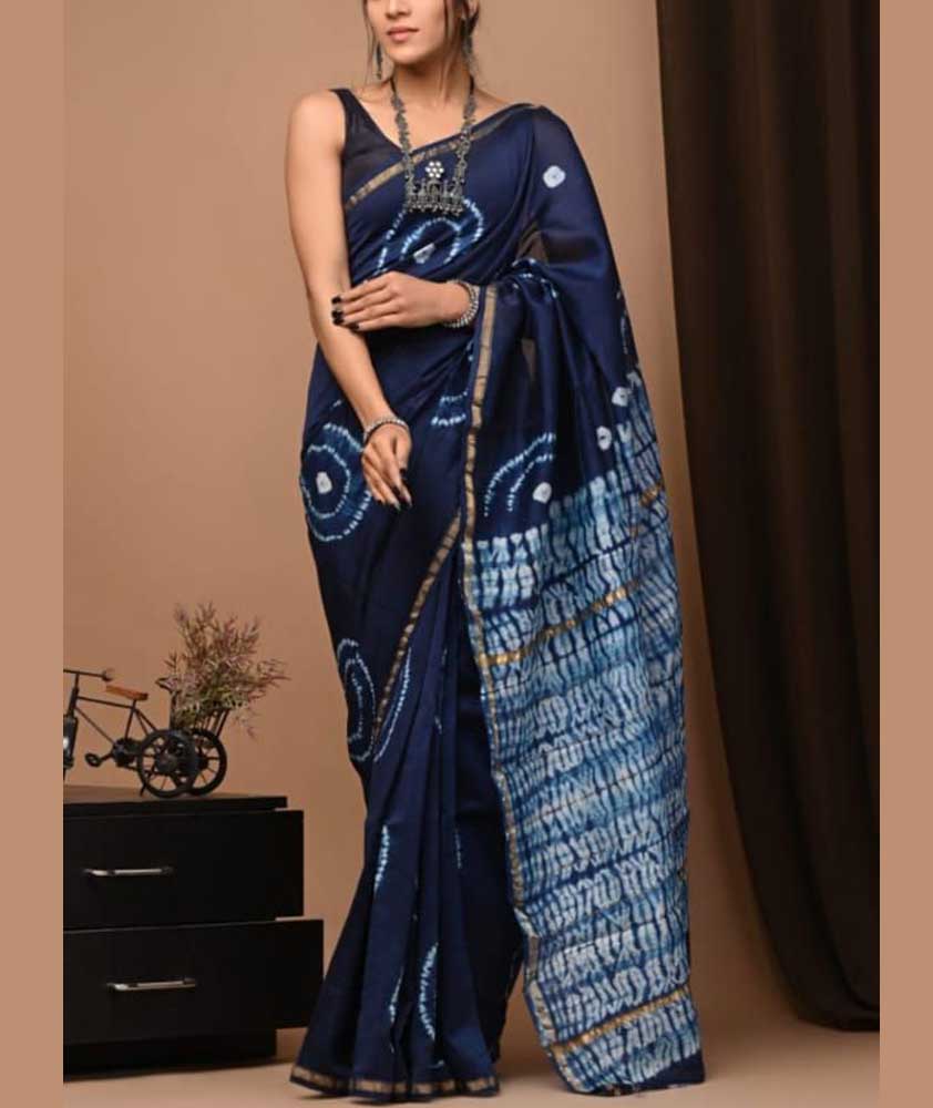 Beautiful Shibori Chanderi Silk Cotton Saree