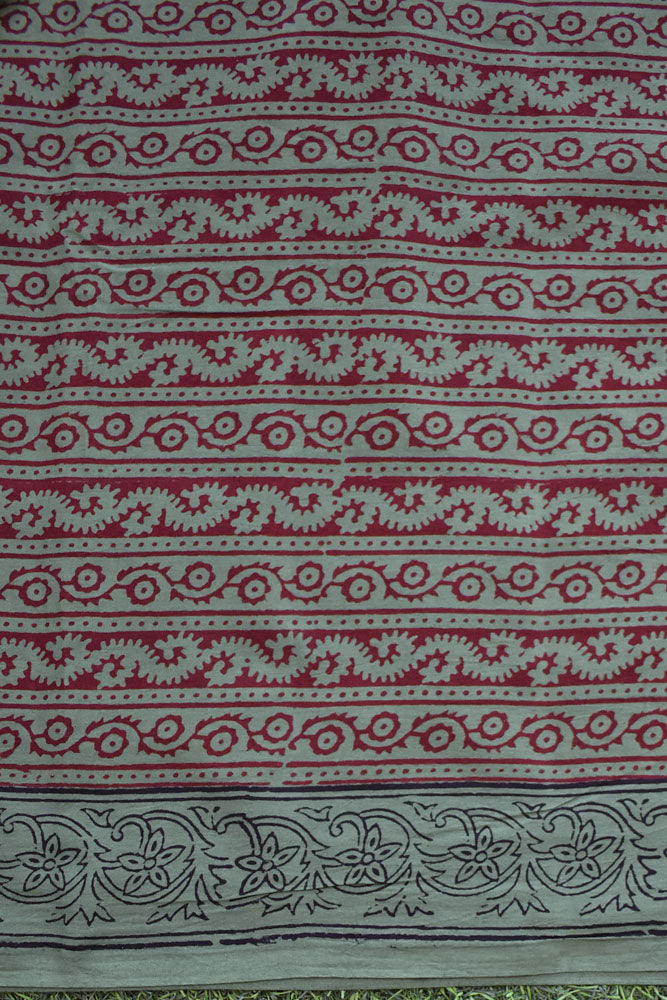 Bagh Hand Block Printed unstitched 3 pc Cotton suit fabric from MP