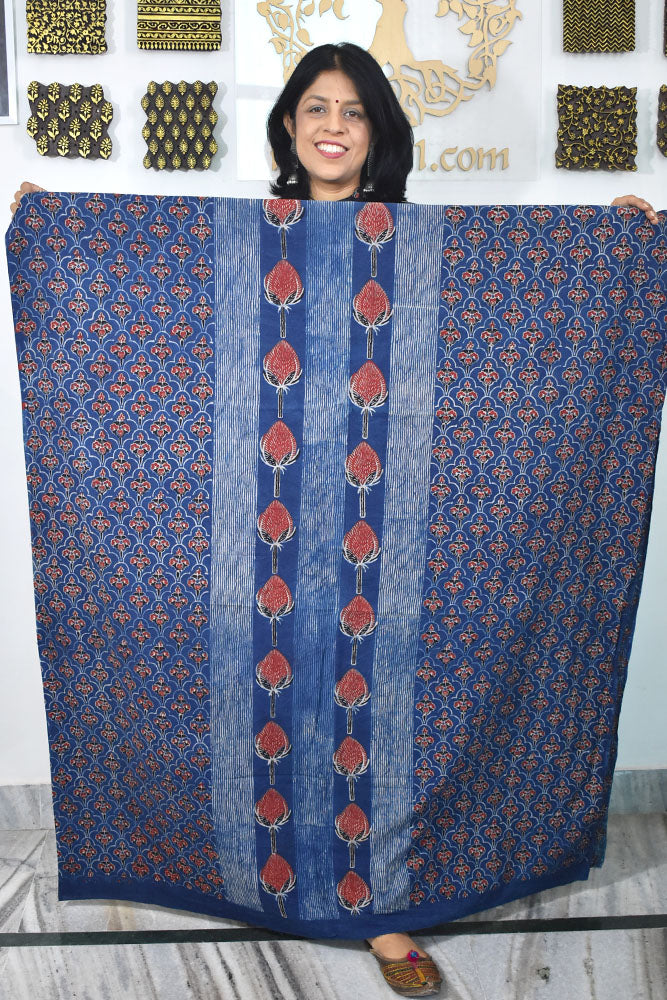 Designer Ajrakh cotton kurta fabrics - 2.5 mtrs