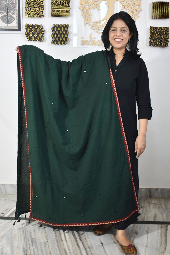 Beautiful Cotton Dupatta With Mirror Works