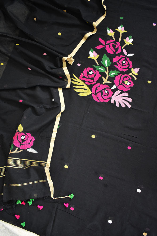 Kalakriti : Beautiful Hand Woven Soft Cotton Jamdani Kurta Fabric & Dupatta set