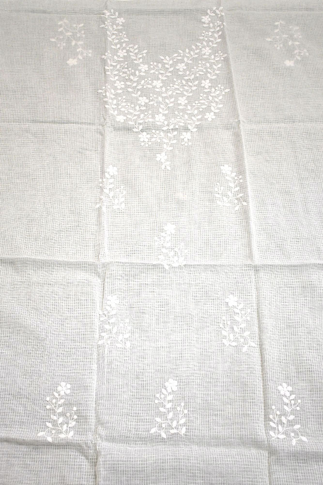 Elegant Cotton Kurta Fabric with Hand Phool patti Applique work