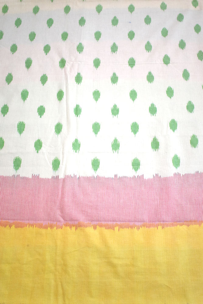 Multicolor Ikat Cotton Handloom 2.5mts Fabric with Uzbekistan Pattern Design