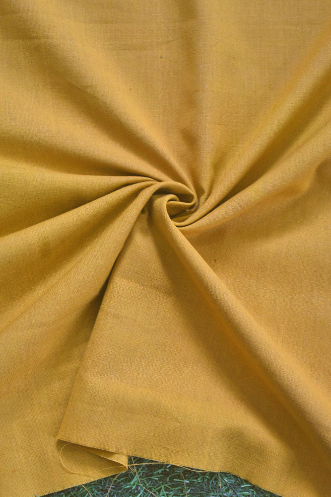 Handwoven cotton fabric - Mustard color