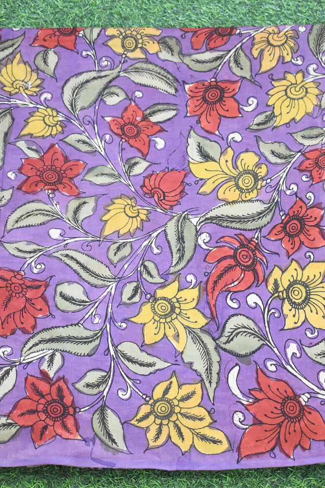 Beautiful Hand Painted Pen Kalamkari Chanderi Fabric - 2.5 mtrs cut