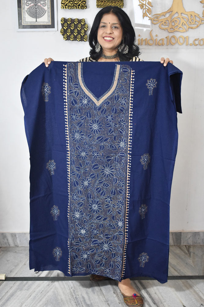 Hand Embroidered Kantha work cotton fabric - (Length 2.8 mtrs )