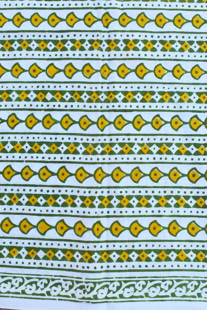 Beautiful Hand Block Printed Running Cotton Fabric ( 2.5 mtrs cut)