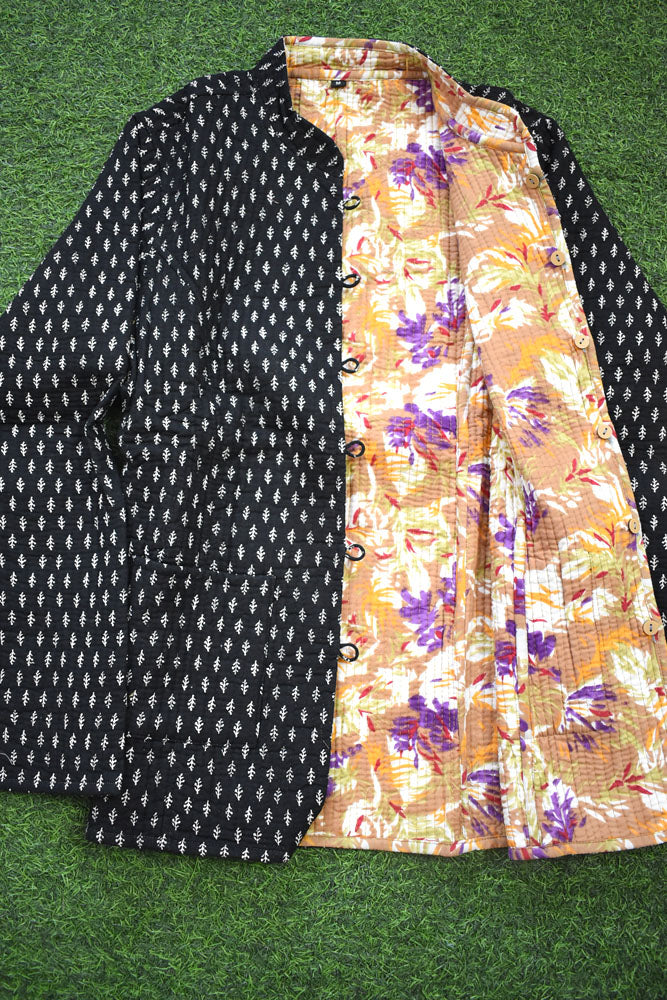 Block Print Quilted Reversible cotton jacket - Size 36-46