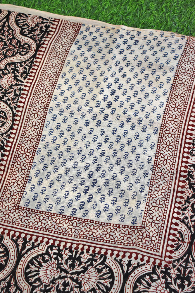 Handwoven Maheshwari kurta fabric with Bagh Hand block print
