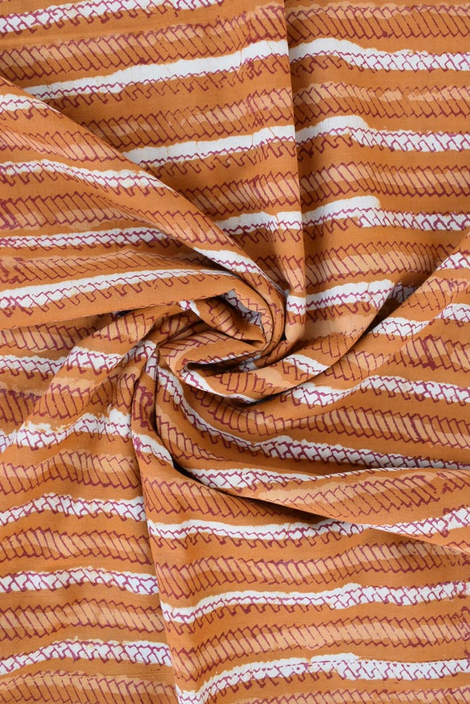 Beautiful Hand Block Printed Running Cotton Fabric ( 2.5 mtrs cut)