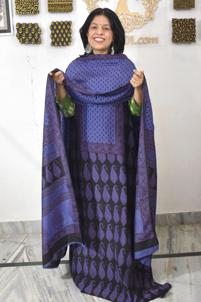 Bagh Hand Block Printed unstitched Muslin suit fabric