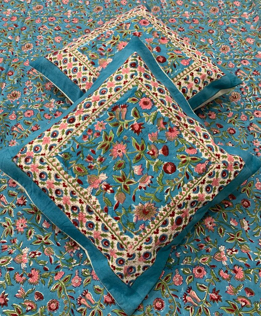 Hand Block Printed Cotton Cushion Cover (16 by 16 - Set of 5 cushion covers )