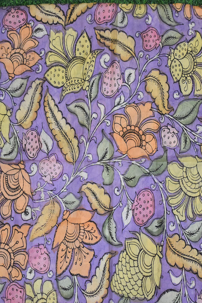 Beautiful Hand Painted Pen Kalamkari Chanderi Fabric - 2.5 mtrs cut