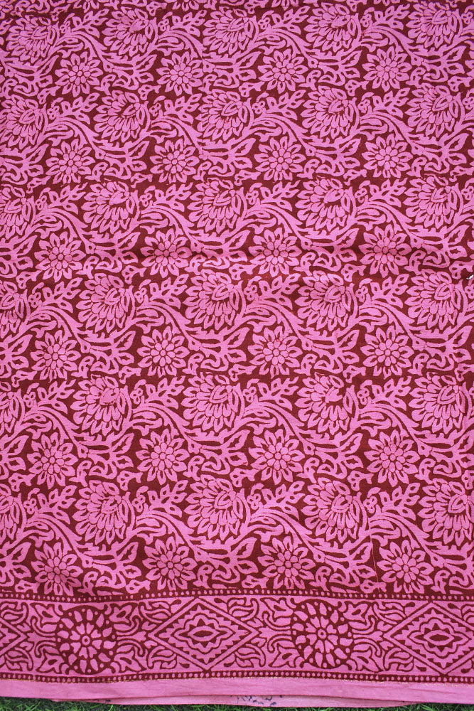 Bagh Hand Block Printed unstitched 3 pc Cotton suit fabric with Placement block print from MP