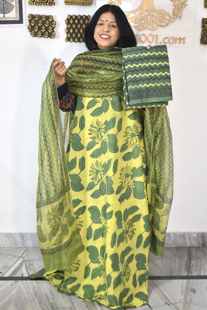 Vanaspati Bagru Ajrakh Cotton Kurta & Kota Dupatta with Cotton Bottom - 3 pc set