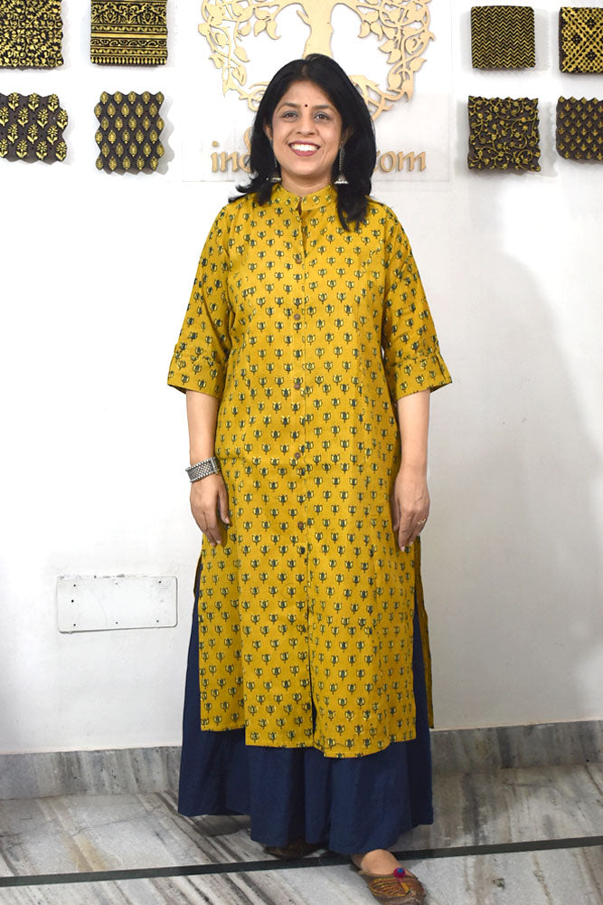 Beautiful Hand Block Printed Ajrakh Cotton kurta, Size 38 to 46 ( all sizes)