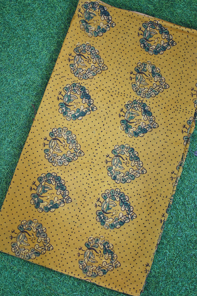 Ajrakh Hand Block Printed Cotton Fabric - 2.5 & 3 mtr option