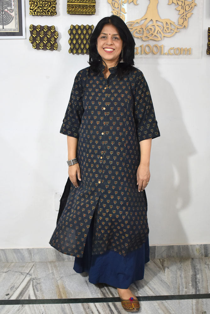 Beautiful Hand Block Printed Ajrakh Cotton kurta, Size 38 to 46 ( all sizes)