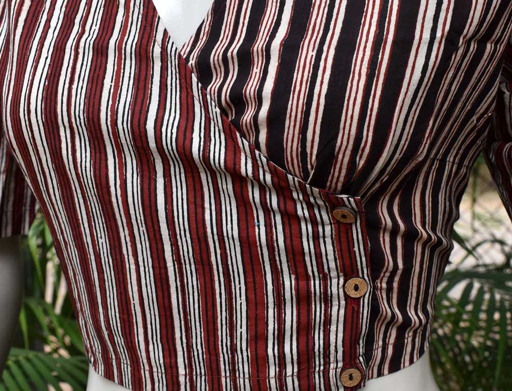 Block Printed Cotton Blouse - Size -36