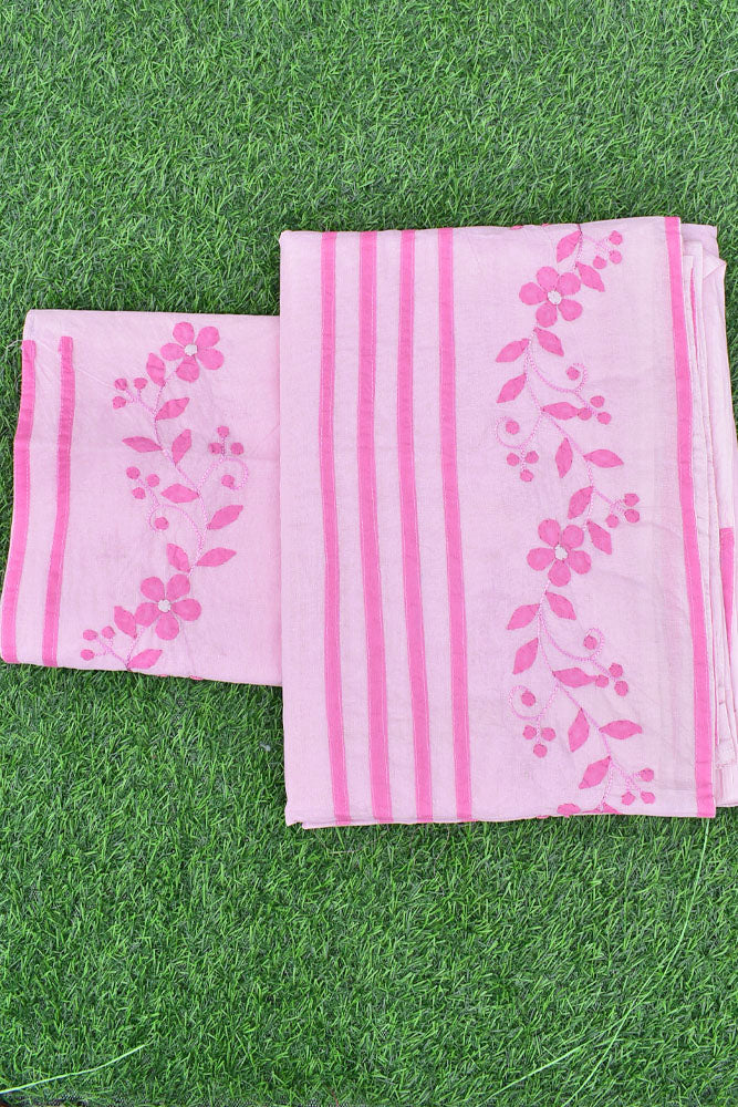 Elegant Soft Organdy saree with Hand Applique Phool Patti Work
