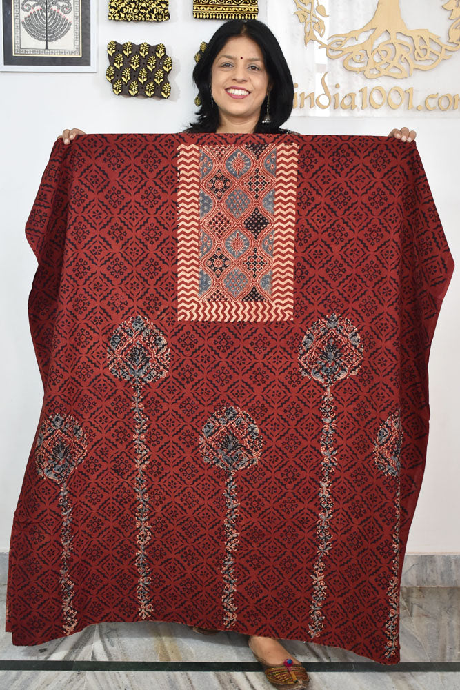 Designer Ajrakh cotton kurta fabrics - 2.5 mtrs