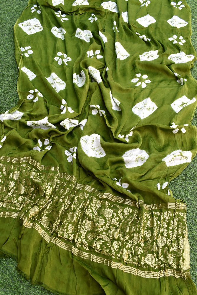 Beautiful Hand Crafted Shibori Modal Silk Dupatta with Tissue Lagdi patta palla