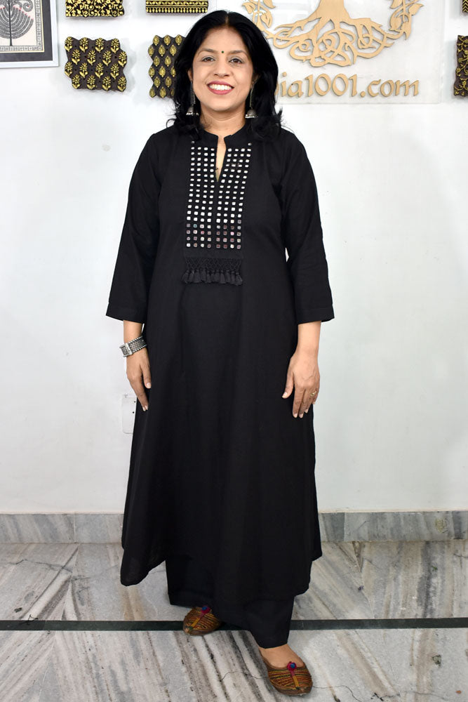Designer Cotton Kurta & Pant Sets with Mirror & Tassel Details - Size 38 to 46 ( all sizes)