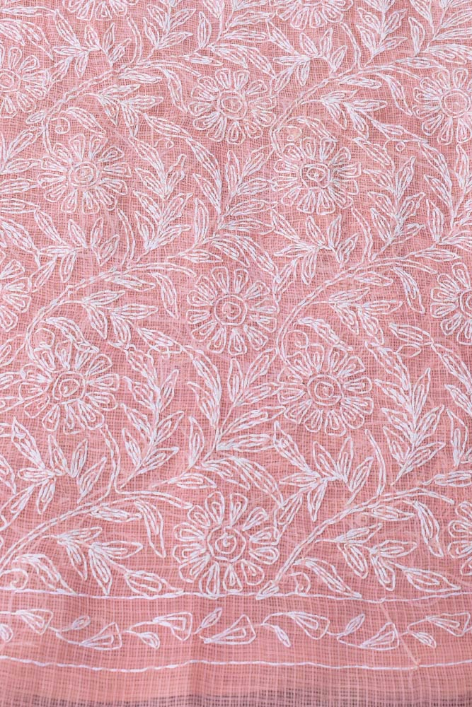 Hand Embroidered Chikankari Tepchi work Kota Doria fabric - (2.7 - 2.8 mtrs )