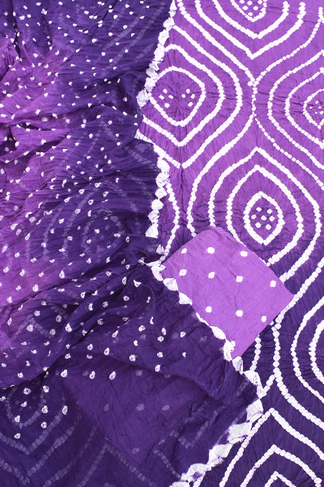 Ombre Dyed -Tie & Dye Kutch Bandhani 3 pc Cotton Unstitched Suit