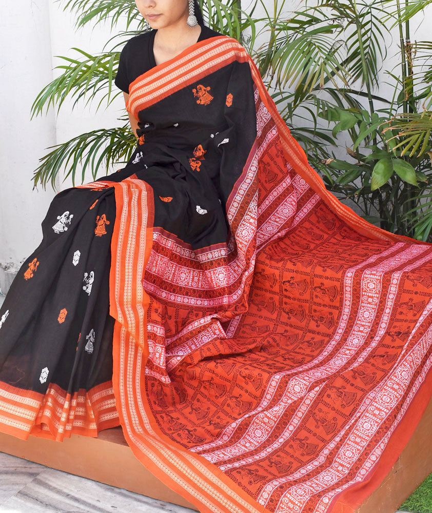 Elegant Handwoven Doll Bomkai cotton Saree