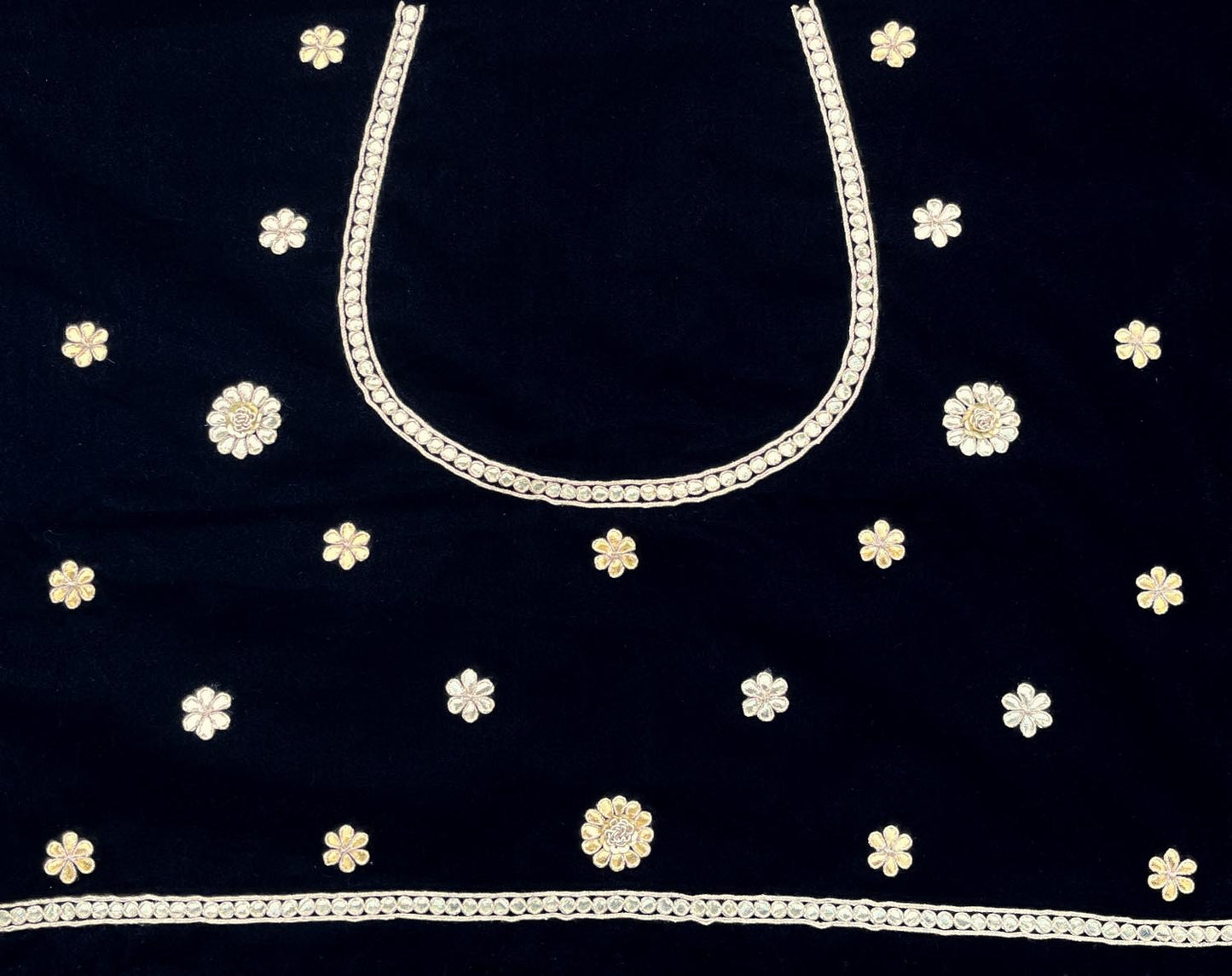 Velvet Fabric with Hand Gota pattiwork , Pearl, Zardozi  Embroidery