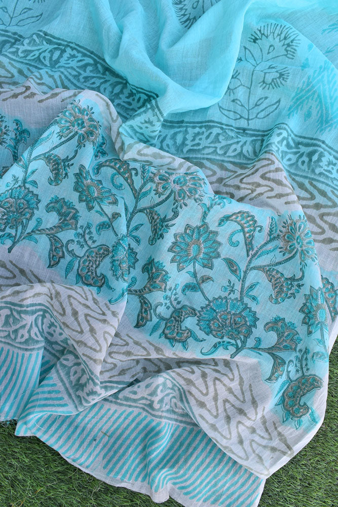Hand Block Printed Soft Mul Cotton Dupatta