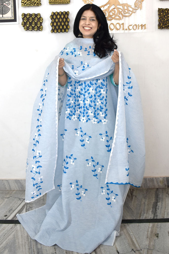 Elegant Kota Kurta & Dupatta set with Hand done Heavy Phool patti work & Cotton Bottom