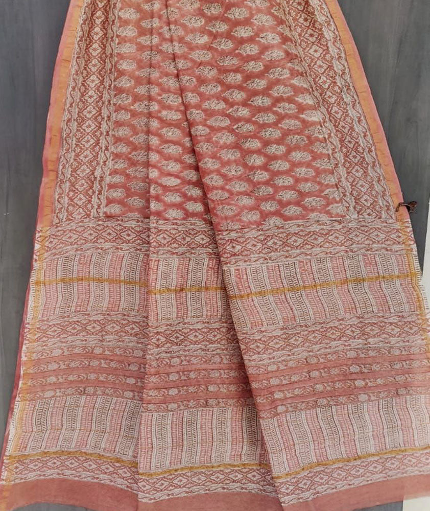 Beautiful Hand Block Printed Chanderi Silk Cotton Saree