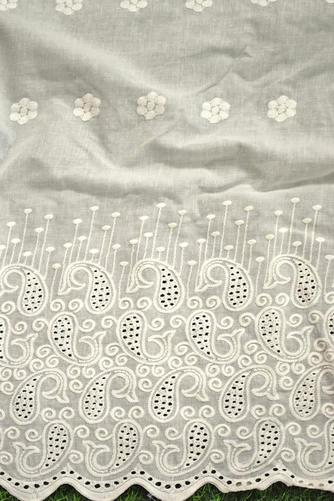 Beautiful cotton bottom) fabric with schiffli work embroidery