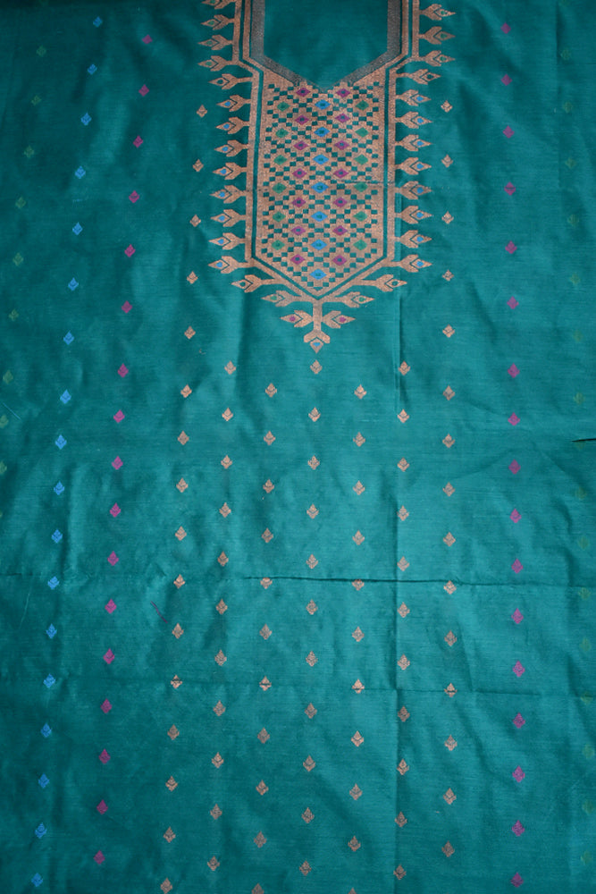 Festive Cotton Silk Jamdani Kurta Fabric ( 2.5 mtrs)