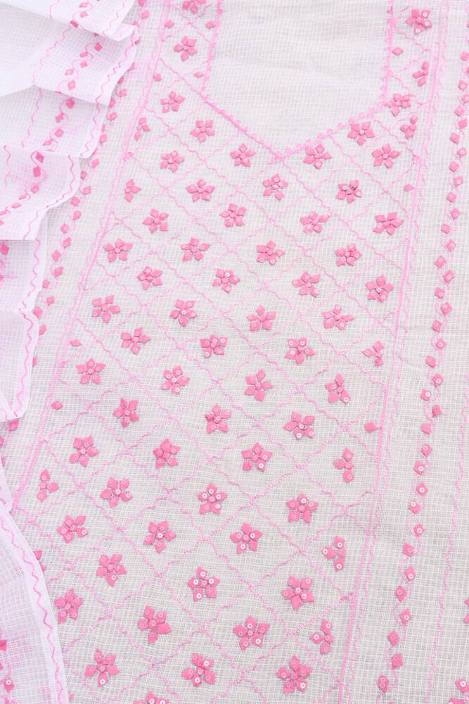 Elegant Kota Unstitched Kurta & Dupatta set with Hand done Phool patti work