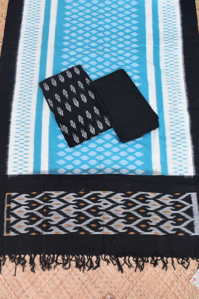 Handwoven Double Ikkat Cotton dupatta with Woven Ikkat Cotton Kurta & Cotton bottom fabric