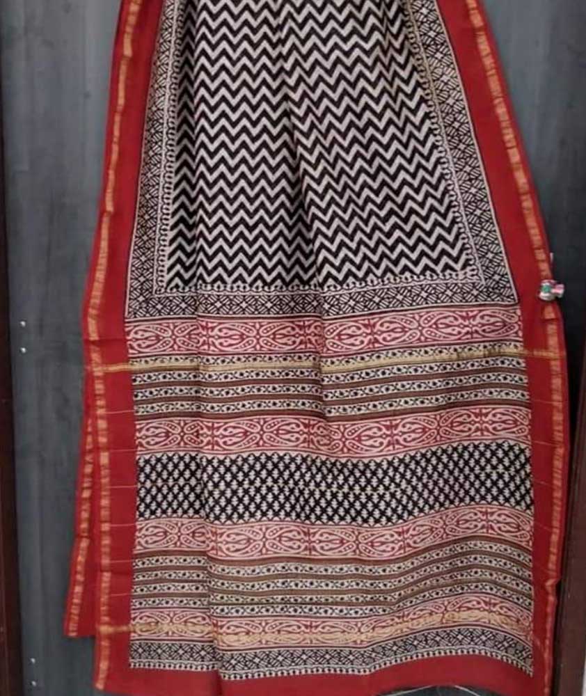 Beautiful Hand Block Printed Chanderi Silk Cotton Saree