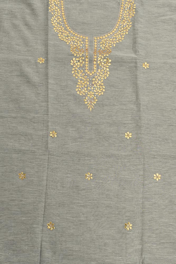 Elegant Slub chanderi Fabric with Hand Gota Patti Work( 2.5 mtrs)