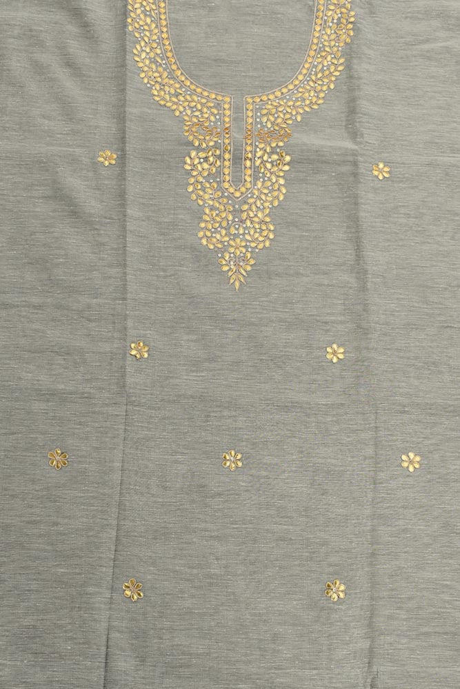 Elegant Slub chanderi Fabric with Hand Gota Patti Work( 2.5 mtrs)