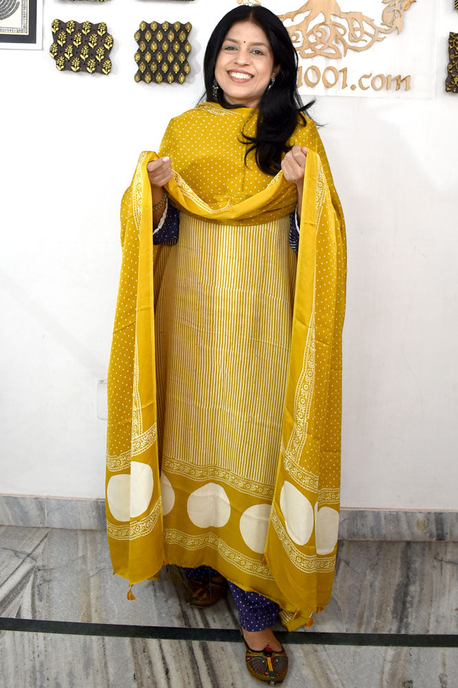 Beautiful Hand Block Printed Modal Silk 3 piece set