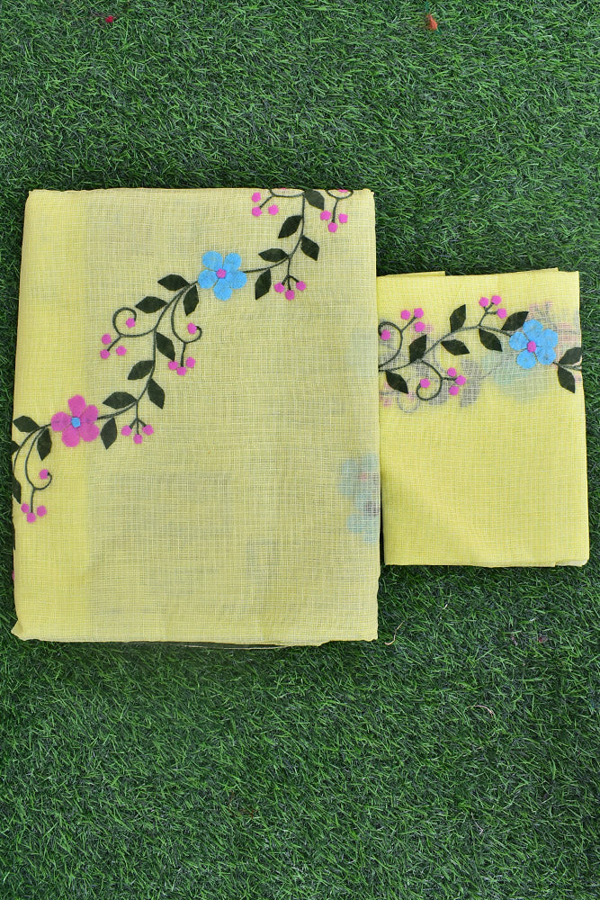 Elegant Kota cotton saree with Aari & Applique Phool Patti work