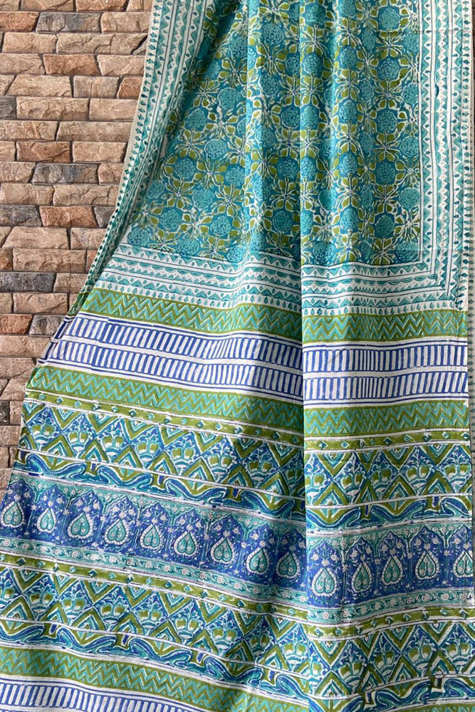 Beautiful Sanganer Hand Block Print Soft Cotton Saree