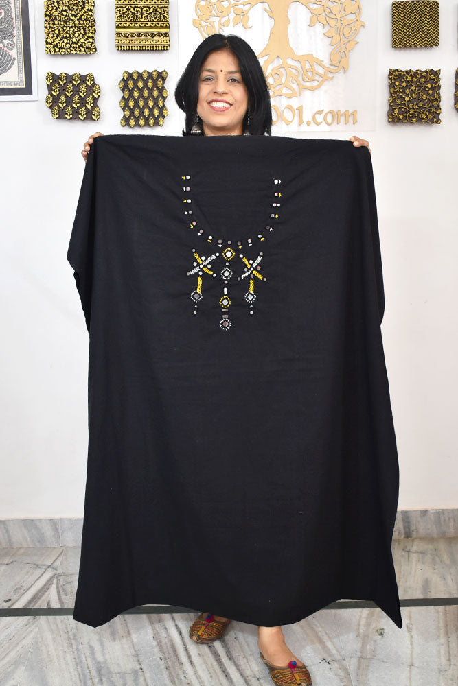 5 mtr cotton fabric with Mirror and Ahir work embroidery on the neck