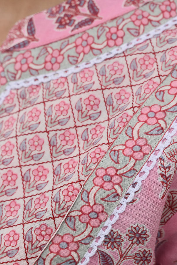 Soft Cotton Kurta and pant set with Embroidery & Lace details -Size 38, 40