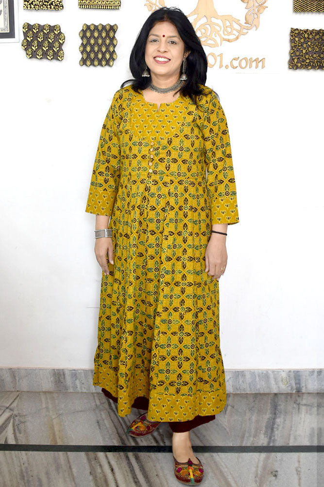 Designer Hand Block Printed Ajrakh cotton Kurta