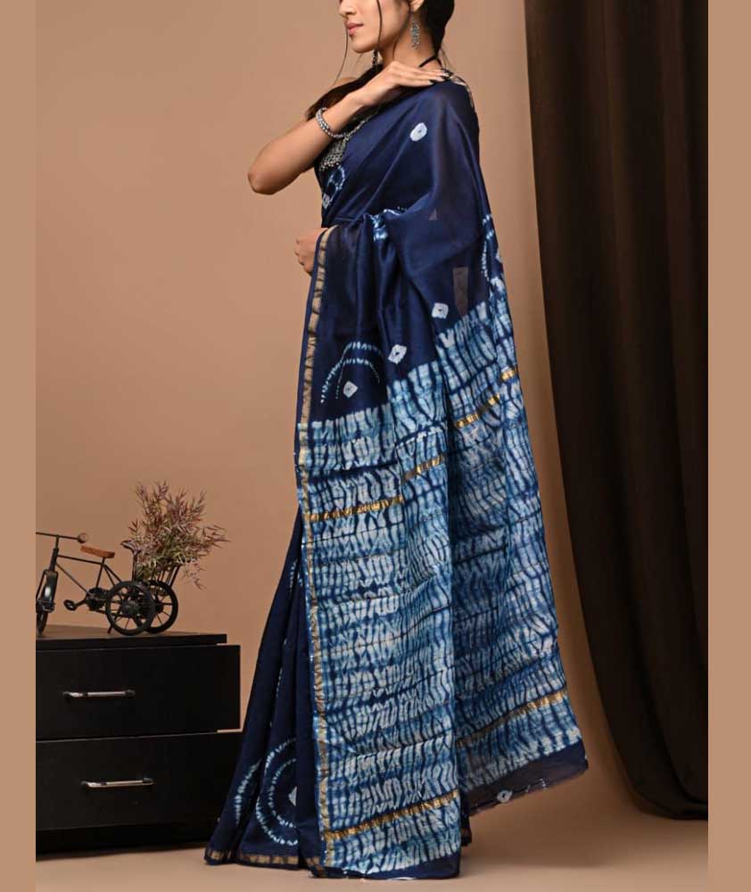 Beautiful Shibori Chanderi Silk Cotton Saree
