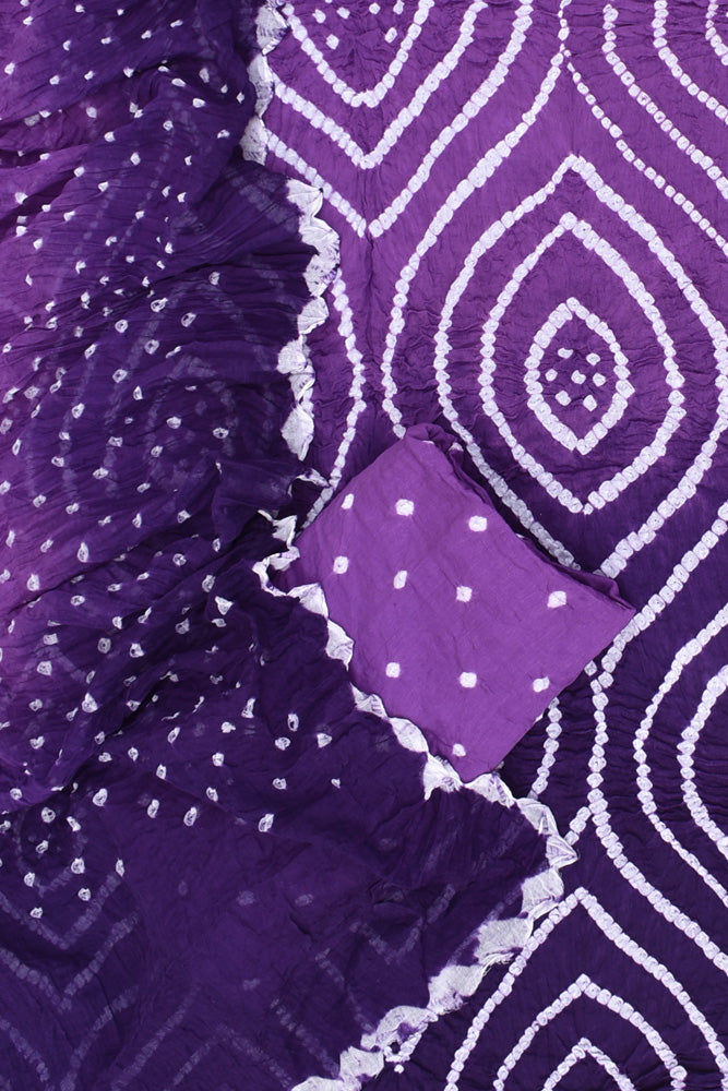 Ombre Dyed -Tie & Dye Kutch Bandhani 3 pc Cotton Unstitched Suit