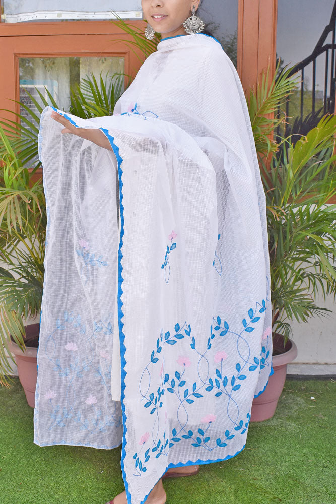 Handcrafted Phool Patti Applique Kota cotton dupatta